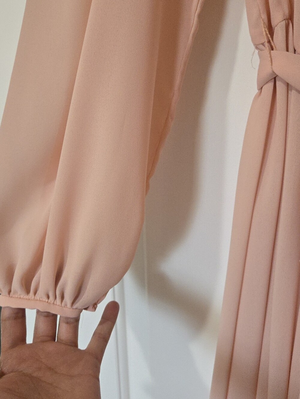 Vintage 1960s? Union Made Pink Ruffle Flower Front Tie-Waist Dress, SIZE S? - Picture 8 of 16